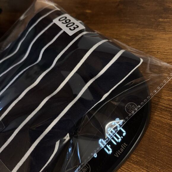 Talbots Sz M Skirt Navy White Stretch Knit Drawstring Slits Pull On Cotton Blend - Picture 10 of 10